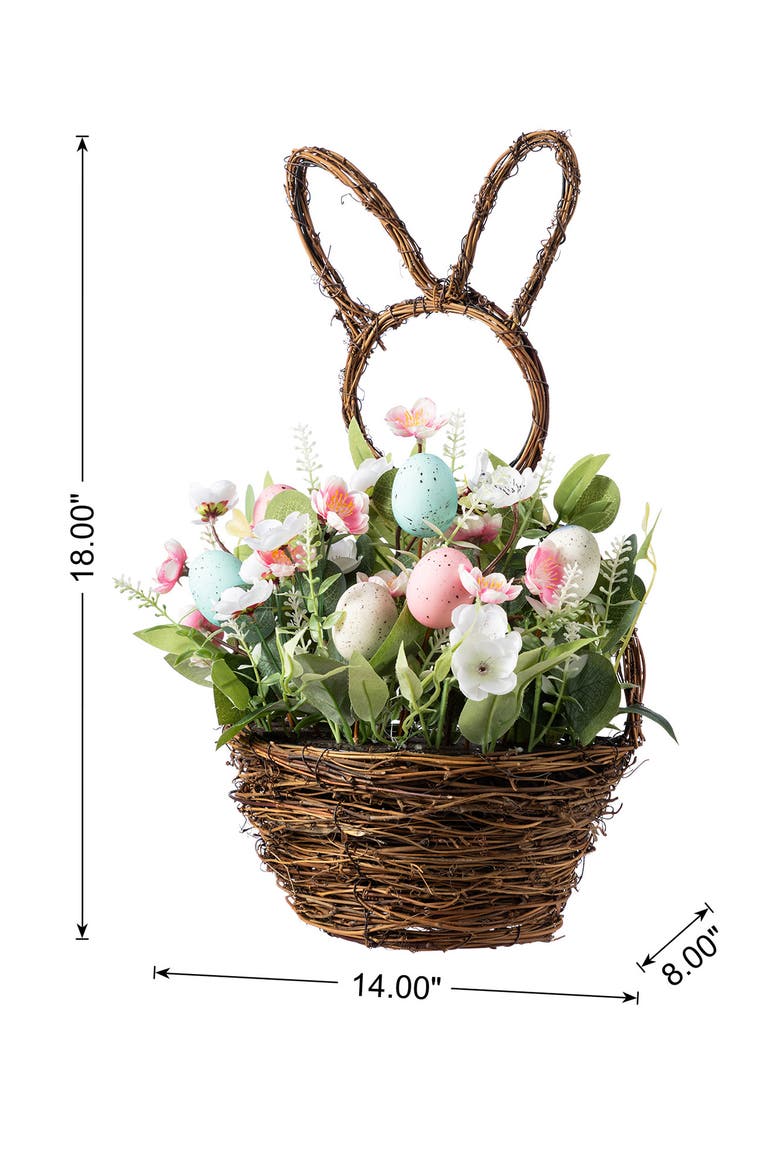 Easter Egg and Flower Bunny Shaped Basket Centerpiece, Alternate, color, Brown