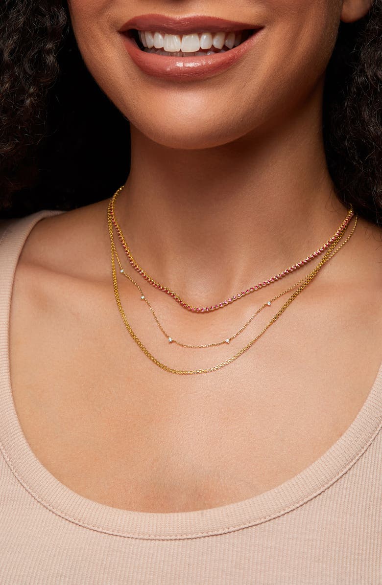 Bony Levy El Mar Ruby Tennis Necklace, Alternate, color, 18K Yellow Gold