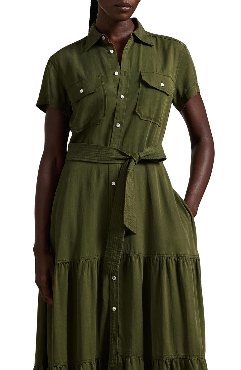 Polo Ralph Lauren Belted Tiered Shirtdress, Alternate, color, 