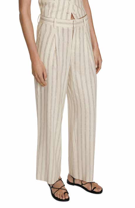 MANGO Stripe Linen Blend Pants