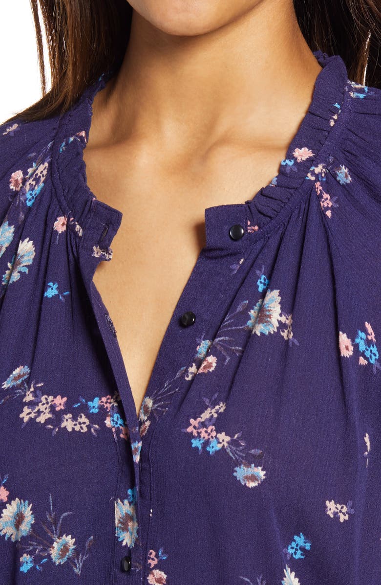 Bobeau Print Button Front Blouse, Alternate, color,