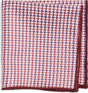 CLIFTON WILSON Burgundy Houndstooth Cotton Pocket Square
