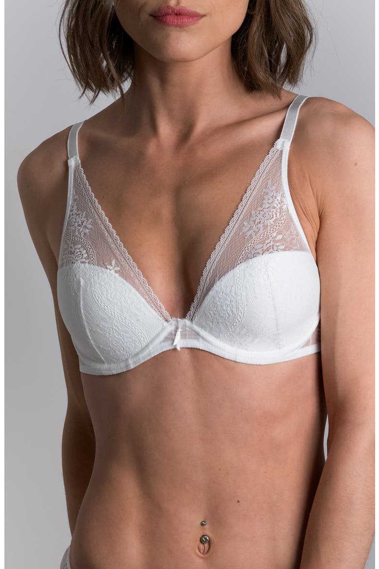 Maddie Underwire Plunge Bra, Main, color, WHITE