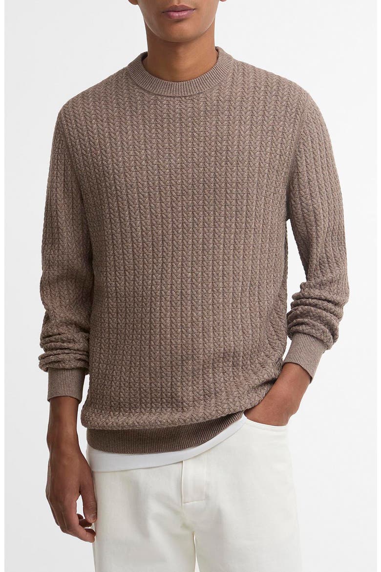 Herringbone Knit Crewneck Sweater, Main, color, STONE