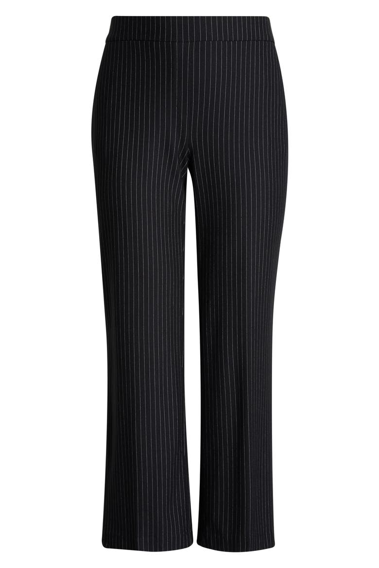 Pinstripe Pull-On Trousers, Alternate, color, ANNE BLACK/ WHITE DOVE