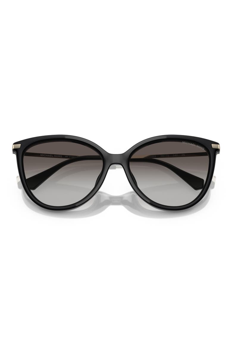 56mm Gradient Cat Eye Sunglasses, Alternate, color, BLACK