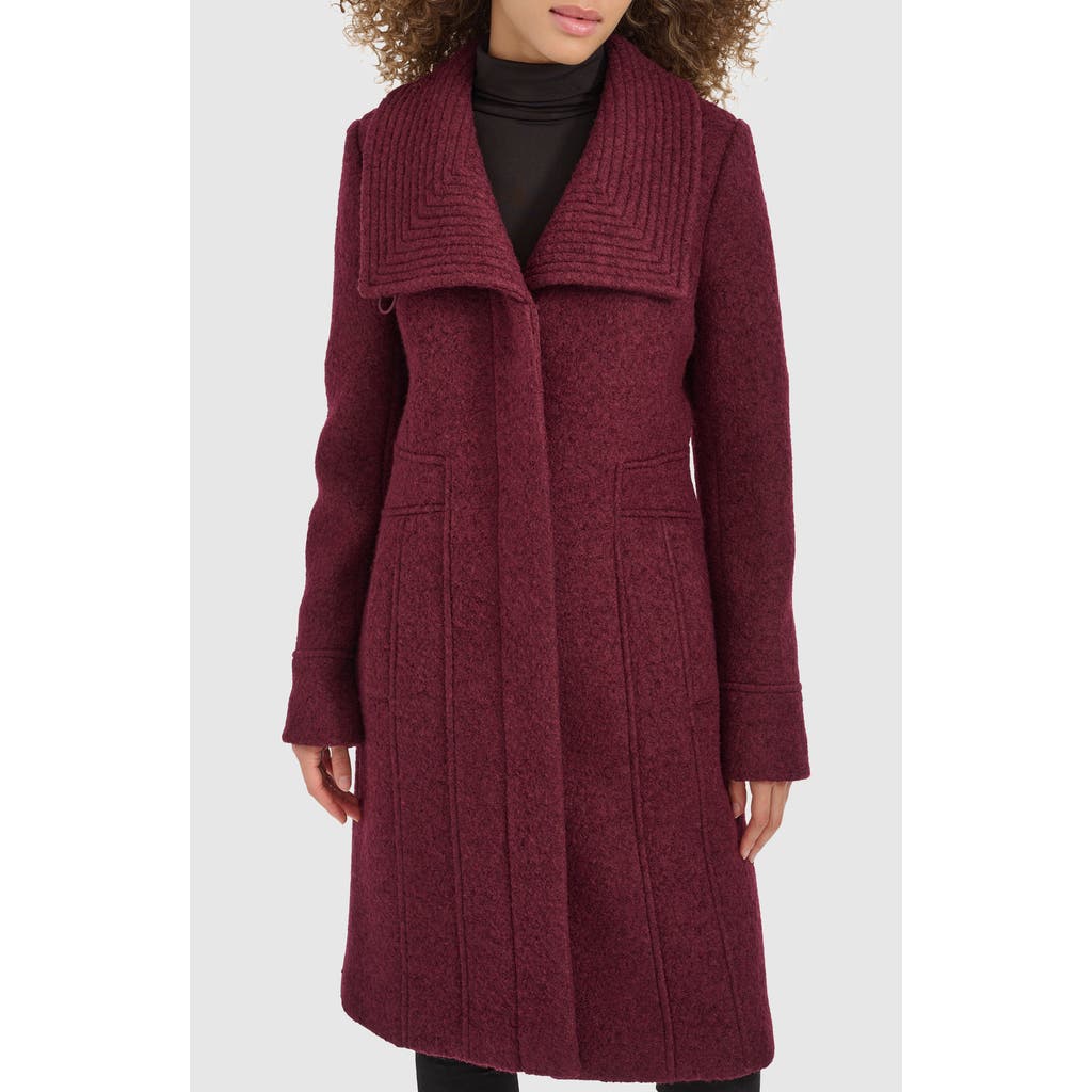 Kenneth Cole Women's Wing Collar Wool Blend Overcoat In Burgundy