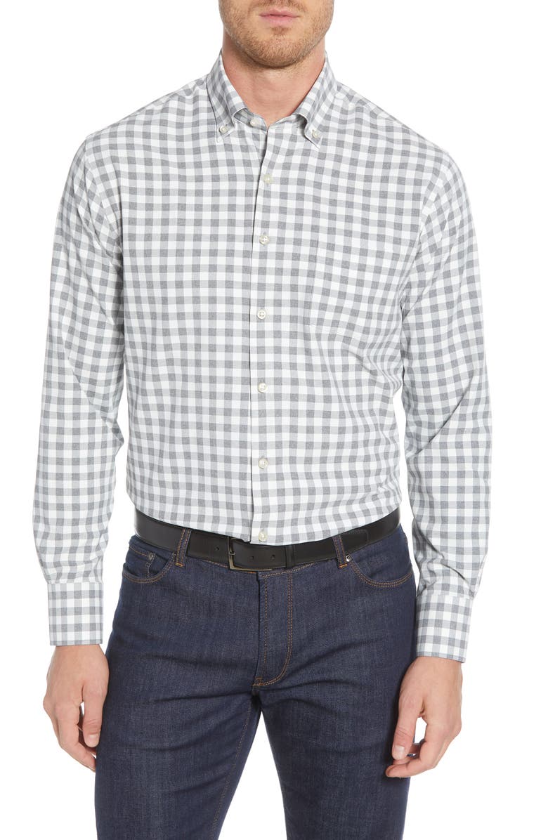 Peter Millar Jordan Natural Touch Regular Fit Gingham Button-Down Performance Shirt, Main, color, 