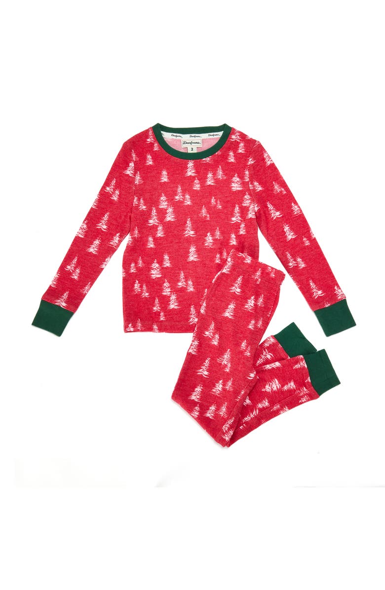 DEARFOAMS 2 Piece Holiday Tree Pajama Set, Alternate, color, Red