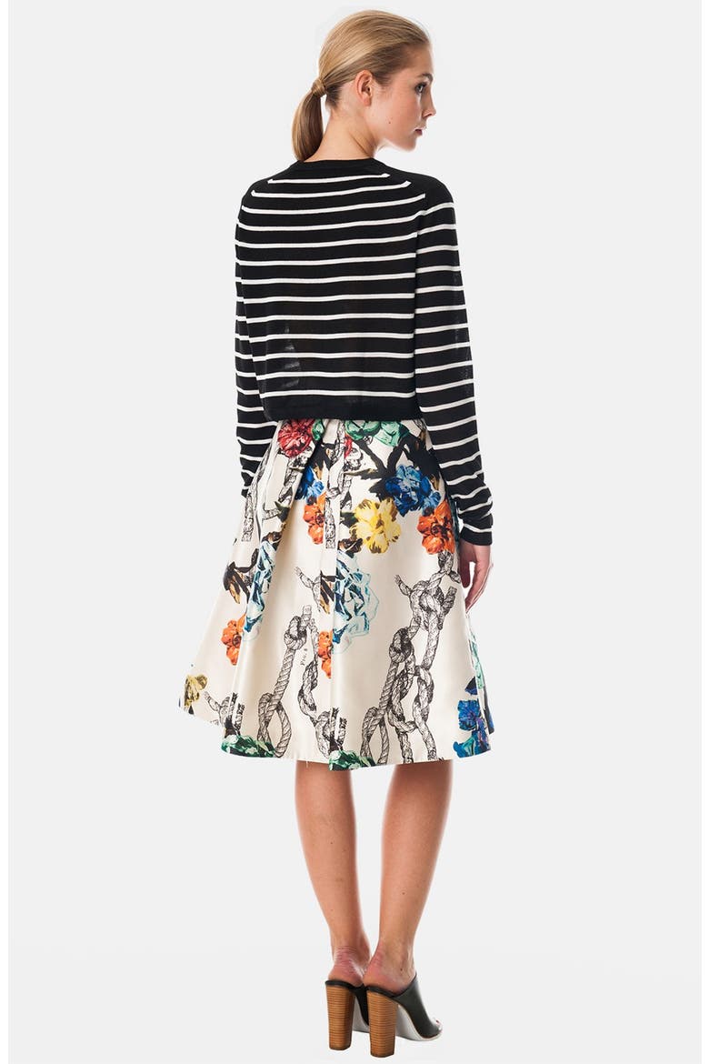 Tattoo Print Silk Gazar Pleated Skirt, Alternate, color, CREAM MULTI