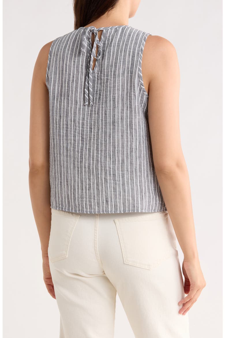 Stripe Sleeveless Cotton Top, Alternate, color, BLACK