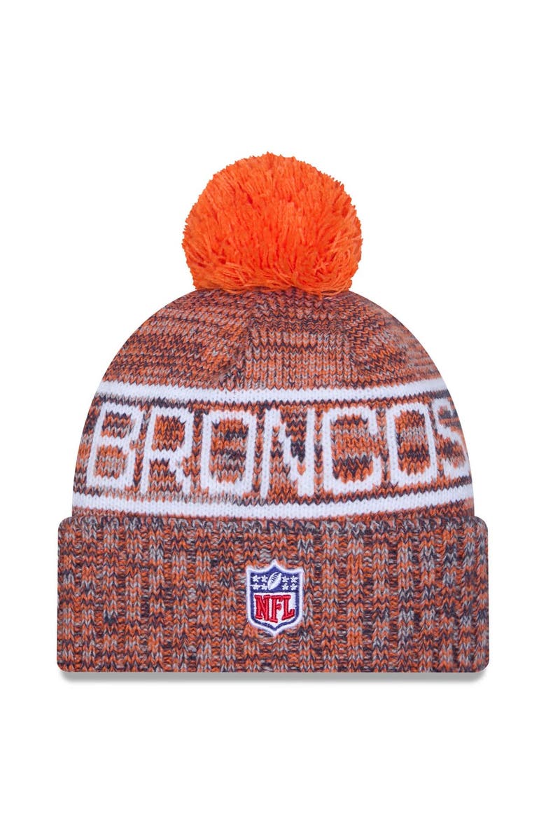 New Era Men's New Era Orange Denver Broncos 2025 Sideline Cold Weather Cuffed Knit Hat with Pom, Alternate, color, Orange