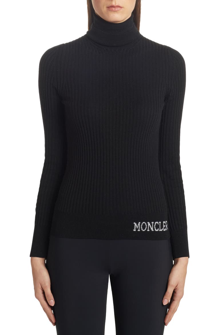 Logo Turtleneck Sweater, Main, color, BLACK