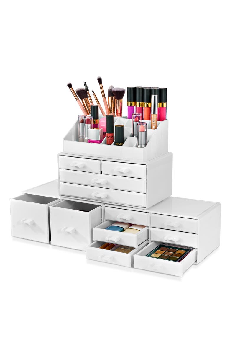 SORBUS Large 12-Drawer Makeup Organizer Case, Main, color, White