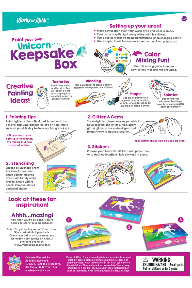 Unicorn Keepsake Box Wood Craft Kit, Alternate, color, Multicolor