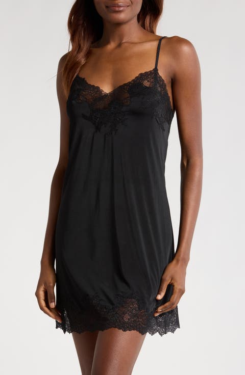 Enchant Lace Trim Satin Chemise