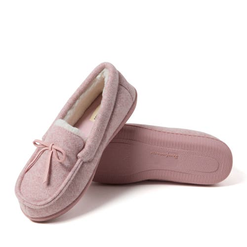 Dearfoams Hayes Soft Knit Moccasin Slipper In Pale Mauve