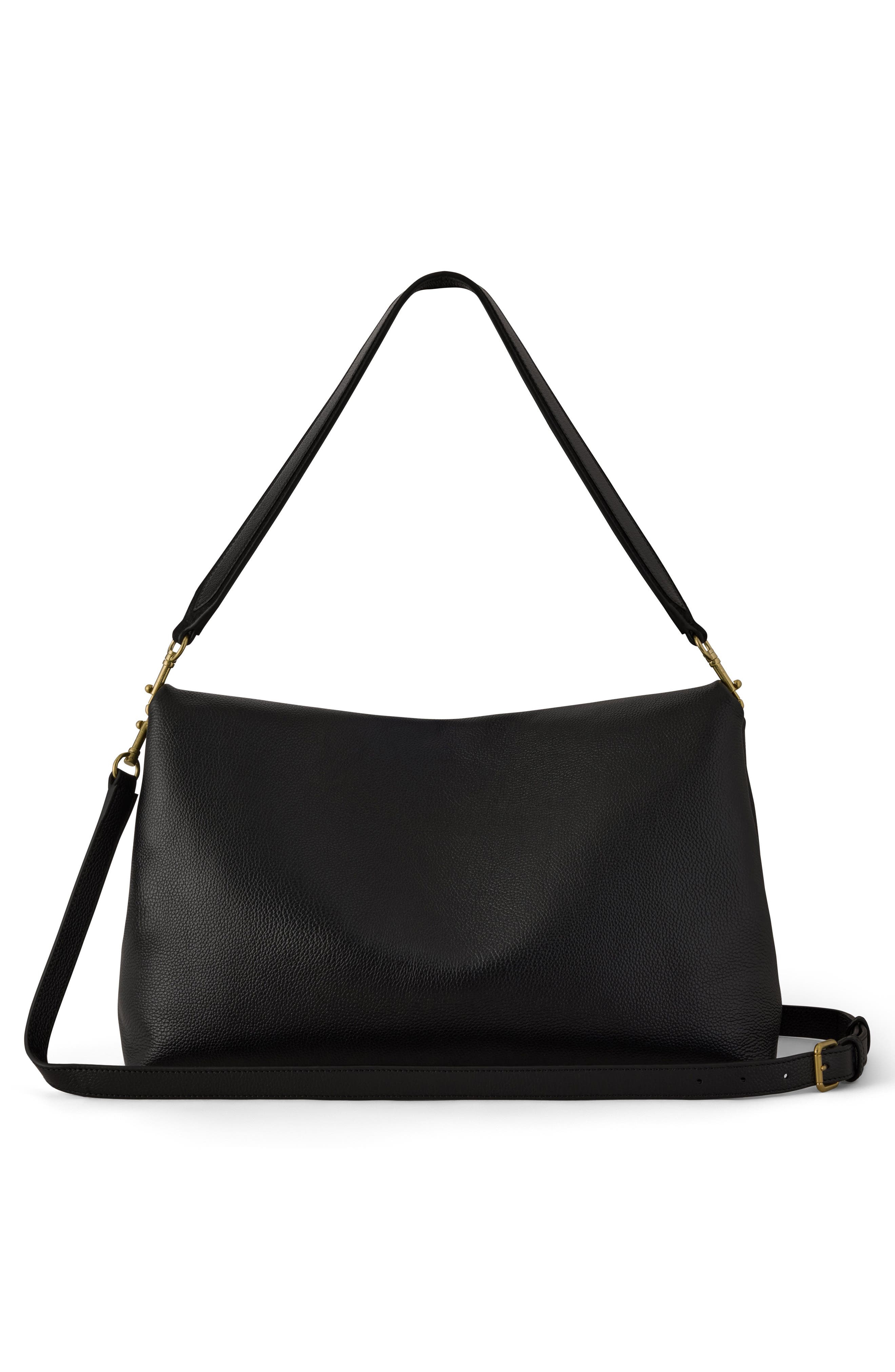 Large Delilah Leather Flap Shoulder Bag, Alternate, color, BLACK