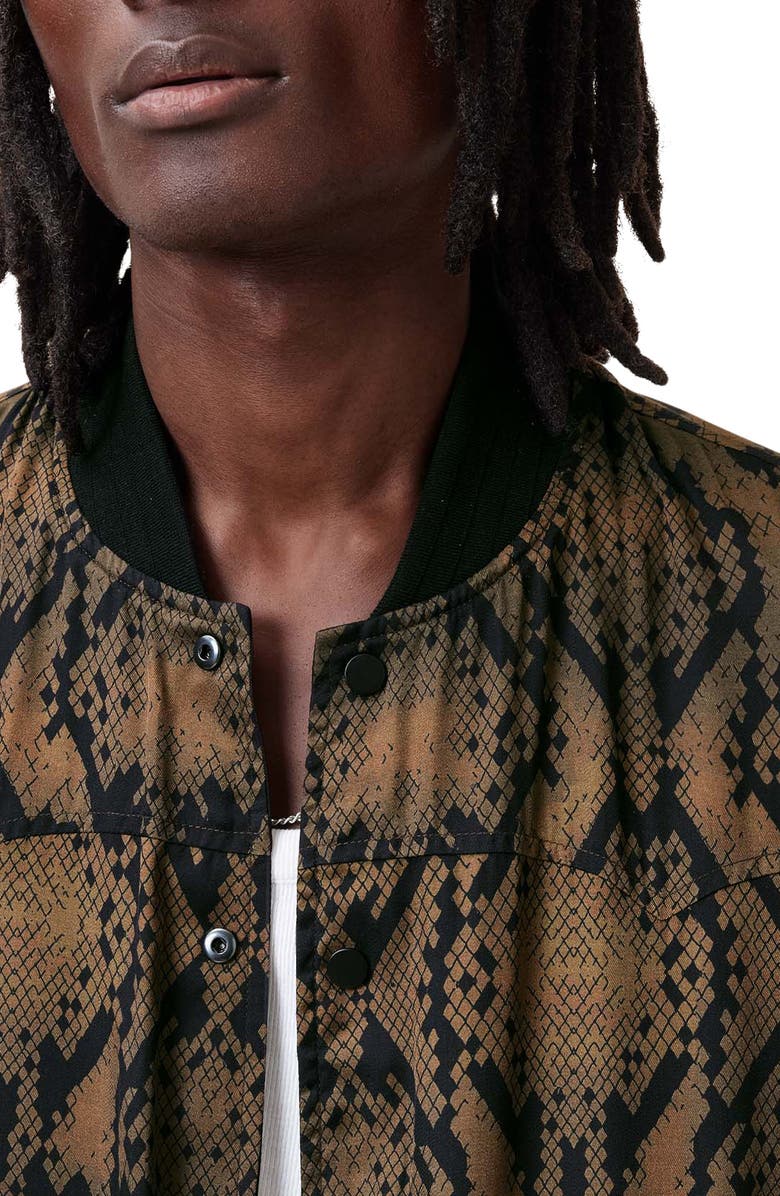 AllSaints Soundview Snakeskin Print Reversible Bomber Jacket, Alternate, color, 