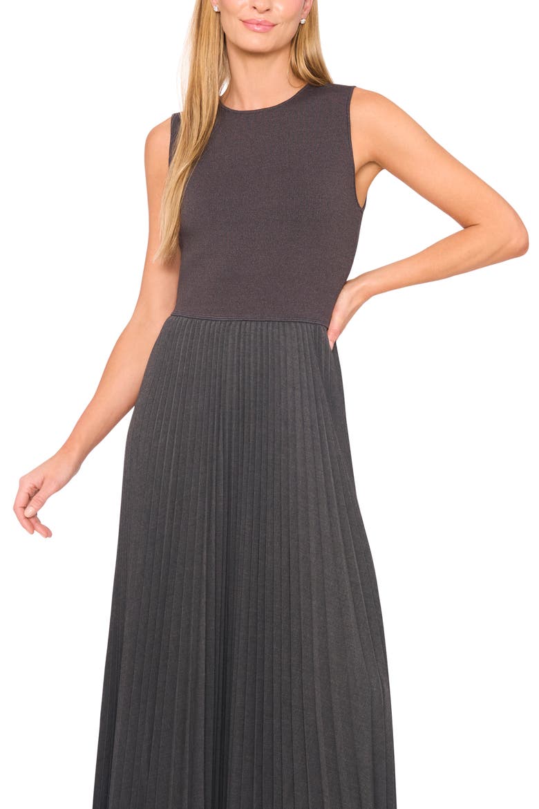 Mixed Media Sleeveless Maxi Dress, Alternate, color, GREYSTONE HEATHER