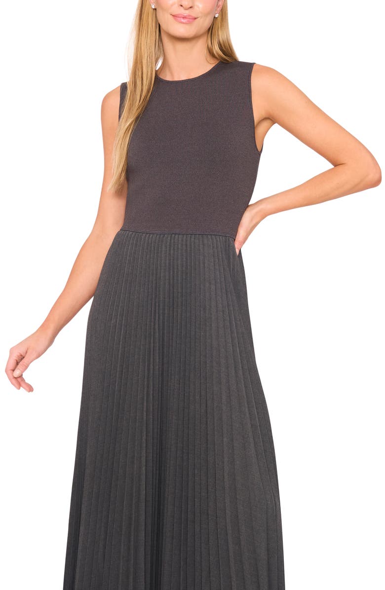Halogen<sup>®</sup> Mixed Media Sleeveless Maxi Dress, Alternate, color, Greystone Heather
