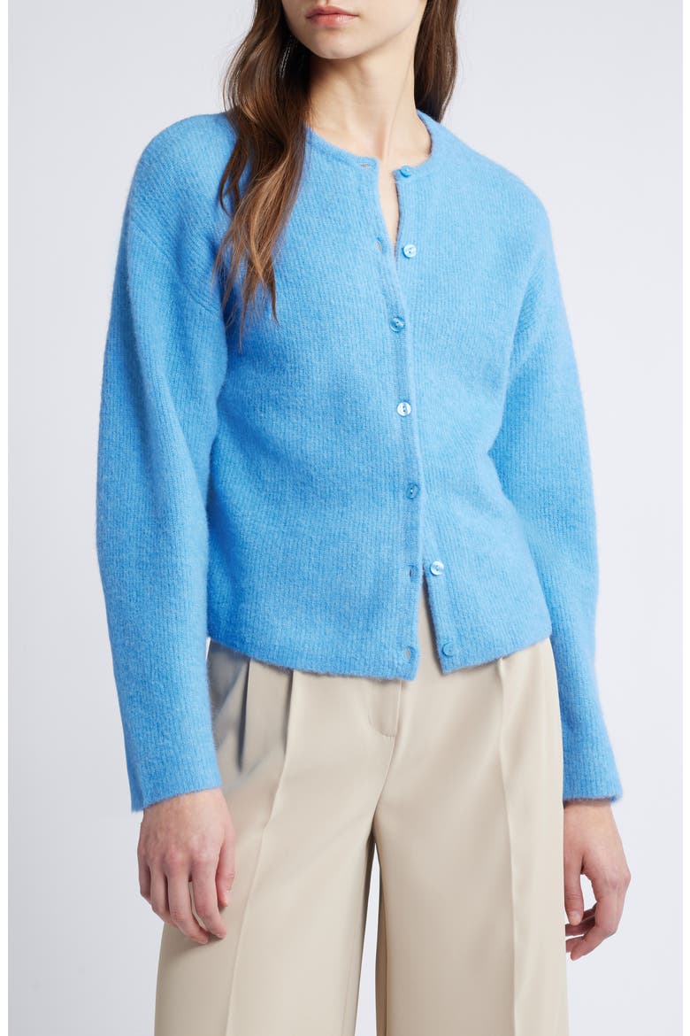 Alpaca & Wool Blend Cardigan, Main, color, BRIGHT BLUE