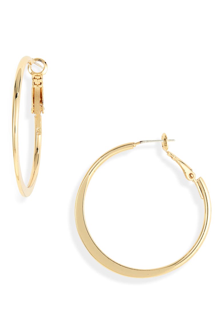 Demifine Tapered Hoop Earrings, Main, color, 14K GOLD PLATED