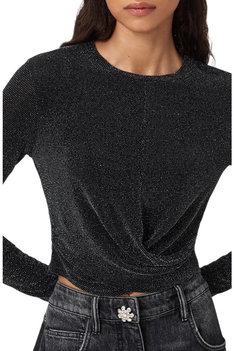 Skylar Metallic Twist Front Top, Alternate, color, SILVER/ BLACK
