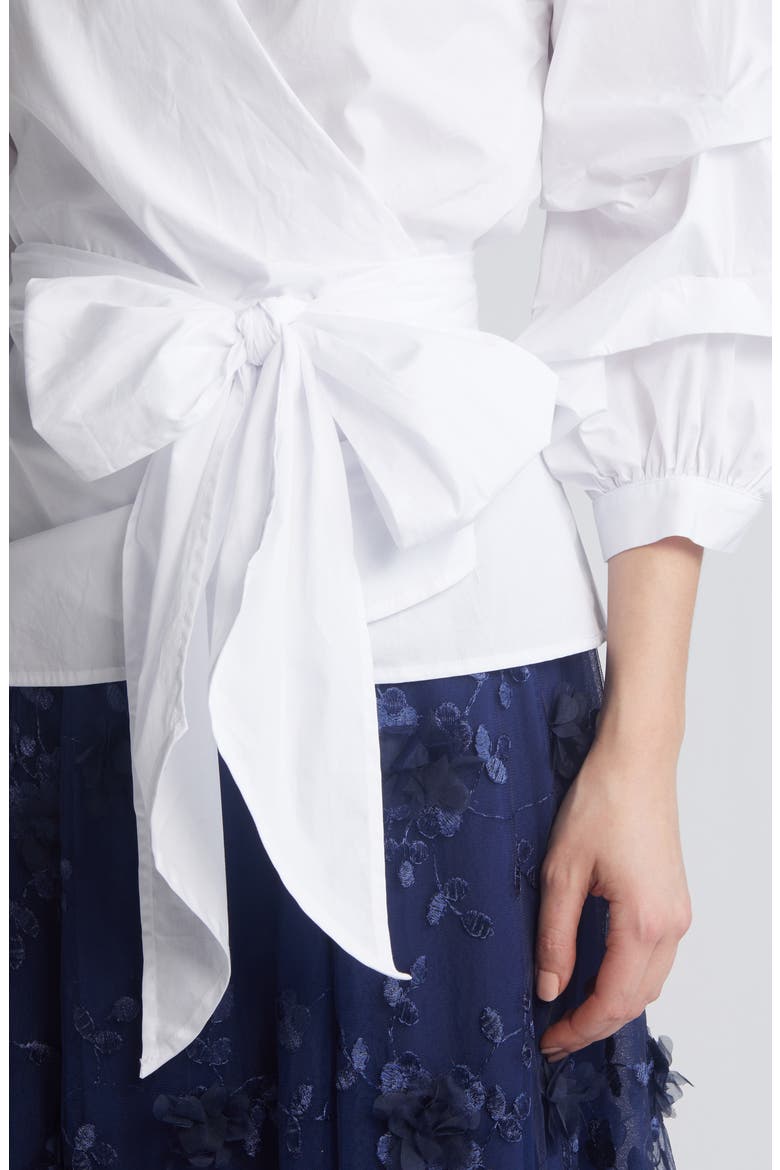 Anna Tie Waist Wrap Top, Alternate, color, WHITE