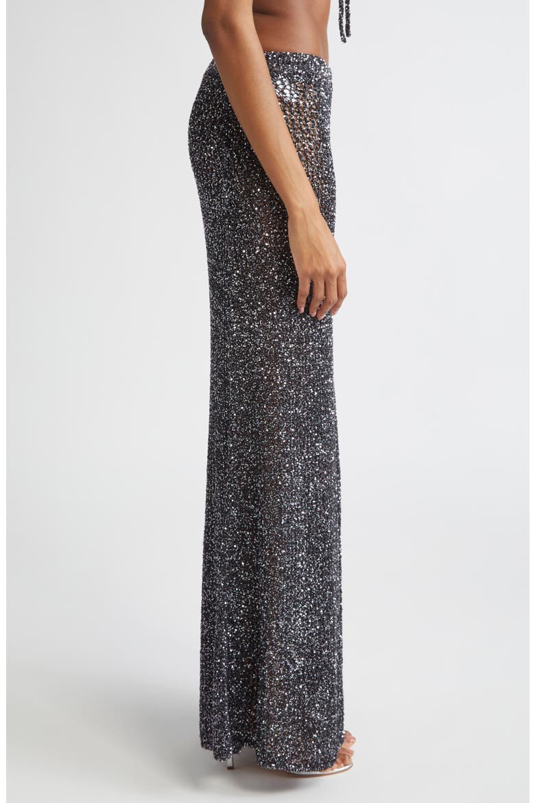 Sequin Crochet Maxi Skirt, Alternate, color, BLACK