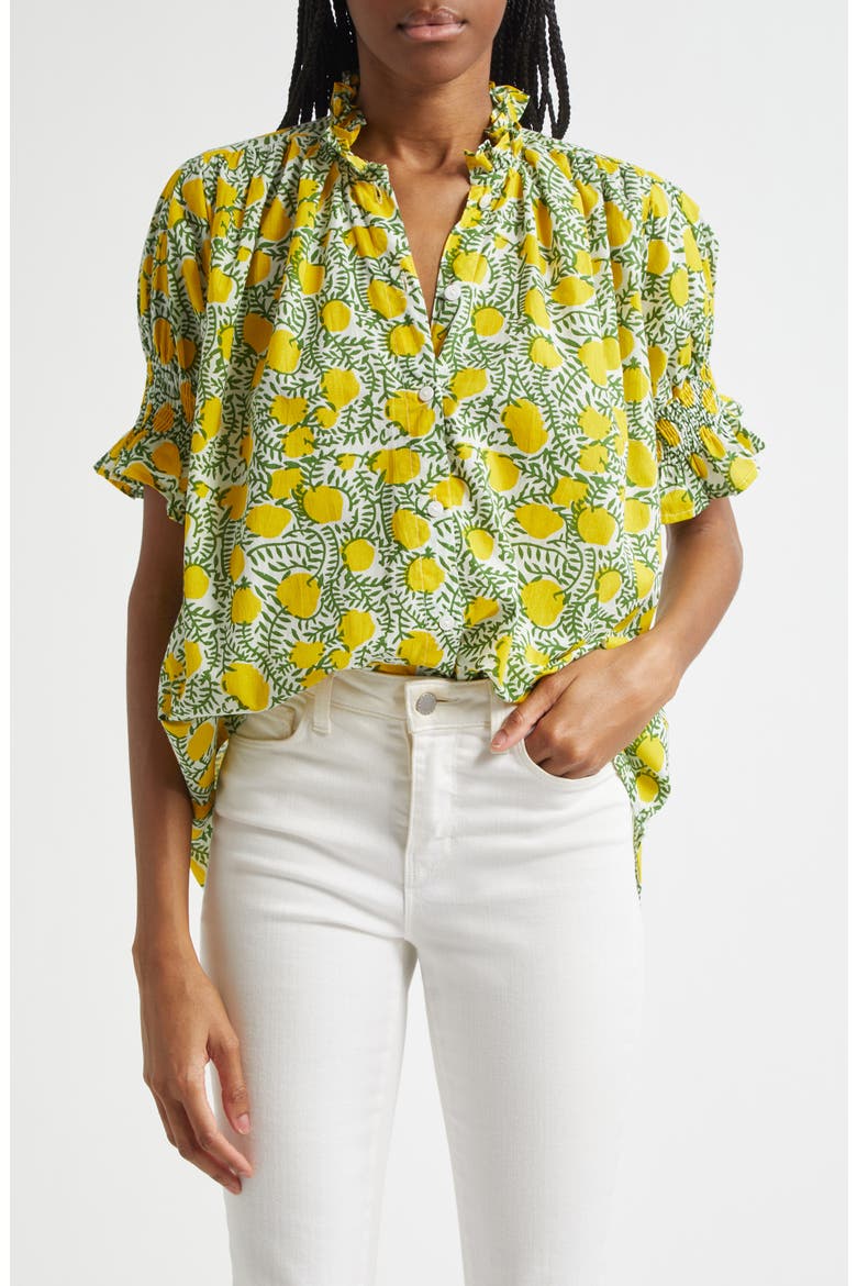 Marnie Floral Ruffle Top, Main, color, LEMONS