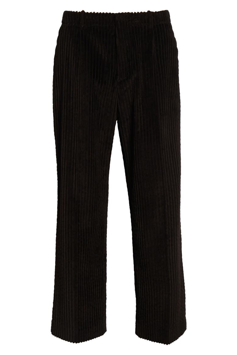 Satin Trim Velveteen Pants, Alternate, color, M0937 MARRONE-GRIGIO SCURI