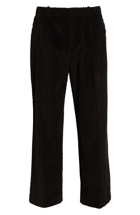 Satin Trim Velveteen Pants