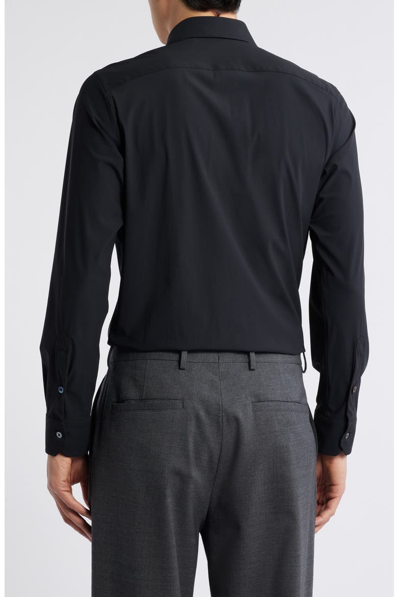 Piccadilly Solid Knit Nylon Blend Dress Shirt, Alternate, color, BLACK