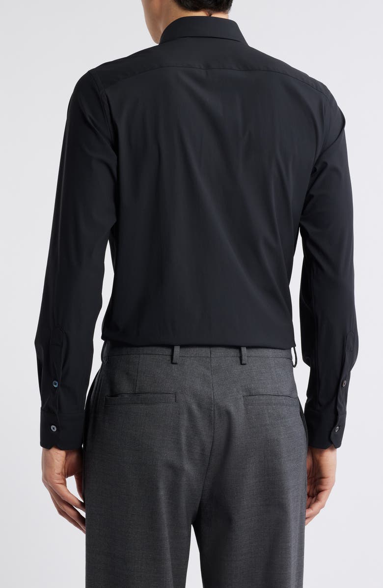 Zanella Piccadilly Solid Knit Nylon Blend Dress Shirt, Alternate, color, Black