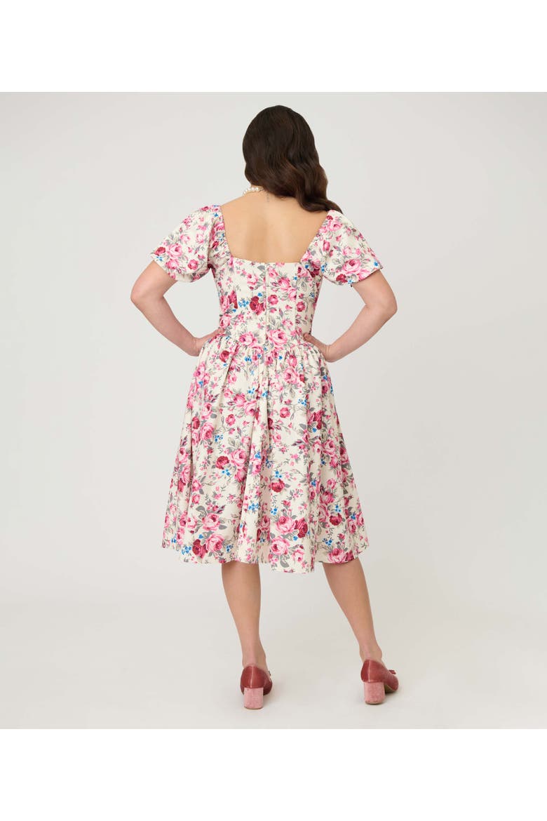 Puff Sleeve Swing Dress, Alternate, color, White w/ Floral Print