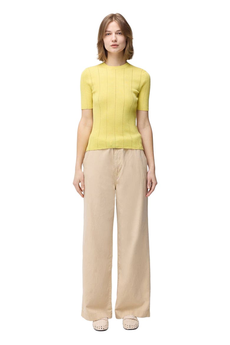 Ajour-Knit Cashmere Silk Top, Alternate, color, blazzing yellow