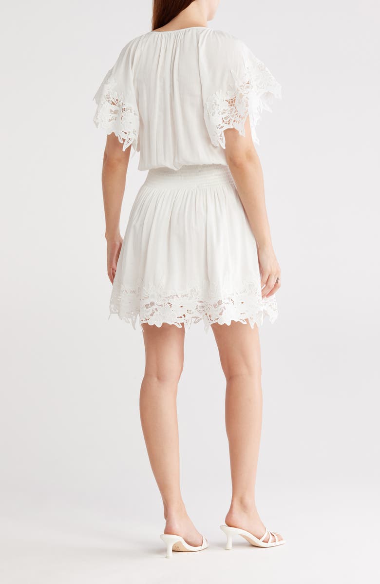 Ramy Brook Jacy Lace Trim Short Sleeve Dress, Alternate, color, White Linen