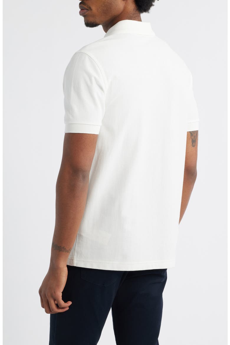 Vertical Stripe Cotton Piqué Zip Polo, Alternate, color, SNOW WHITE