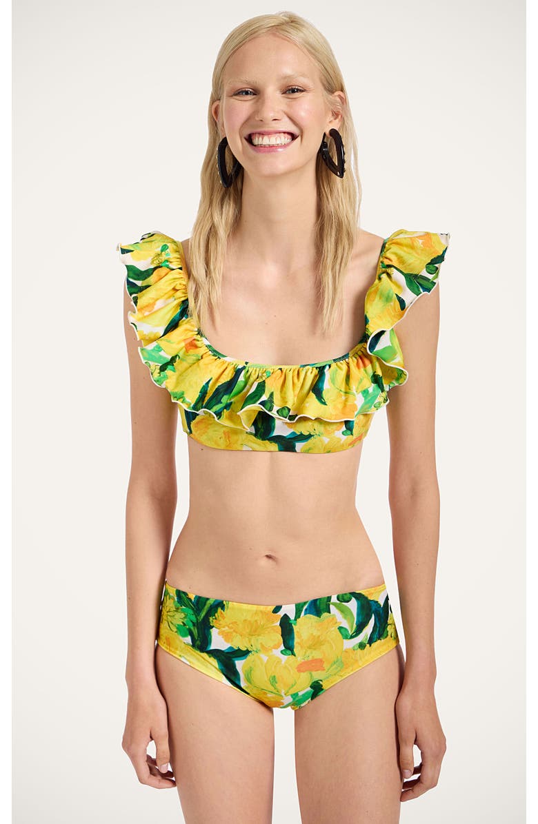 La DoubleJ Ruffle Bikini Top Zesty Yellow, Main, color, 
