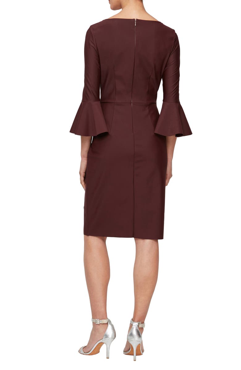 Alex Evenings Embellished Ruffle Square Neck Sheath Cocktail Dress, Alternate, color,