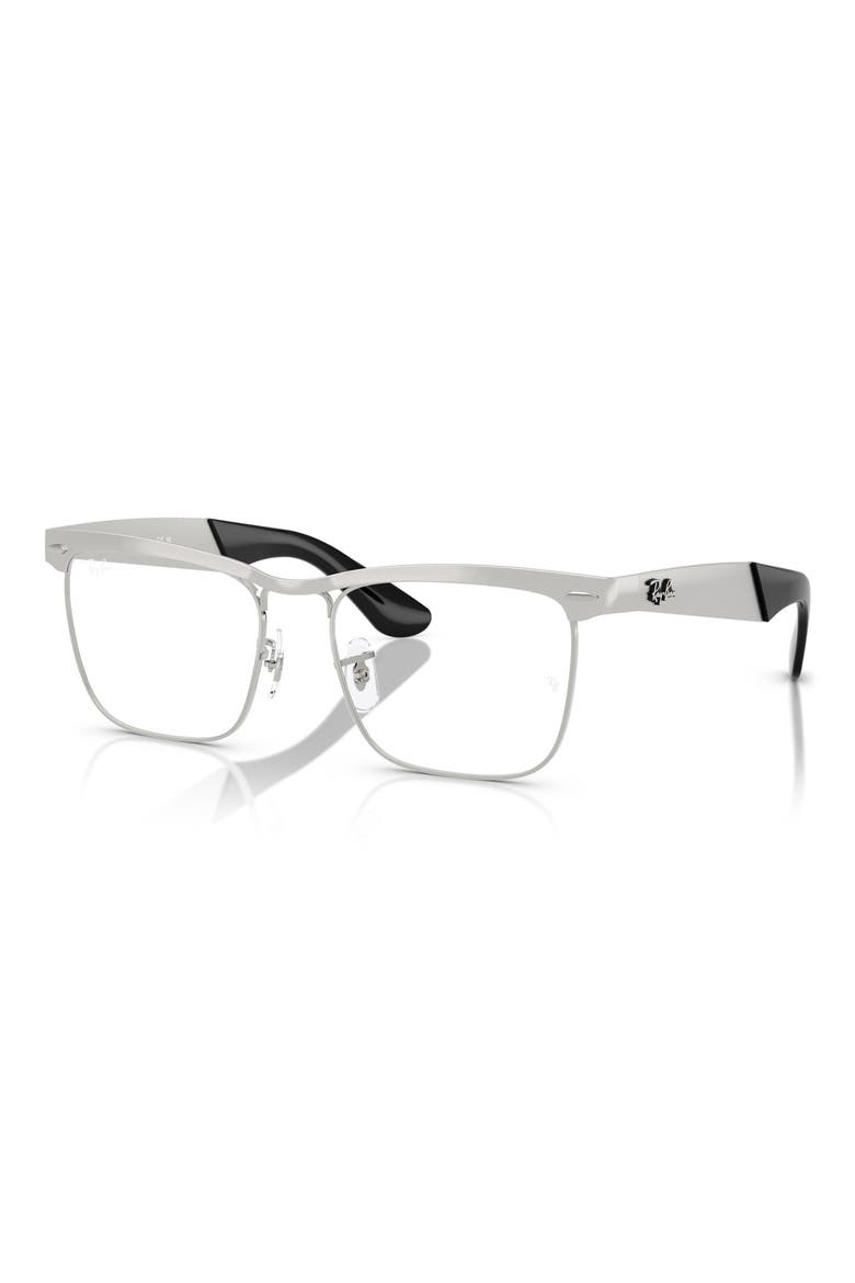 54mm Semi Rimless Square Optical Glasses, Alternate, color, SILVER
