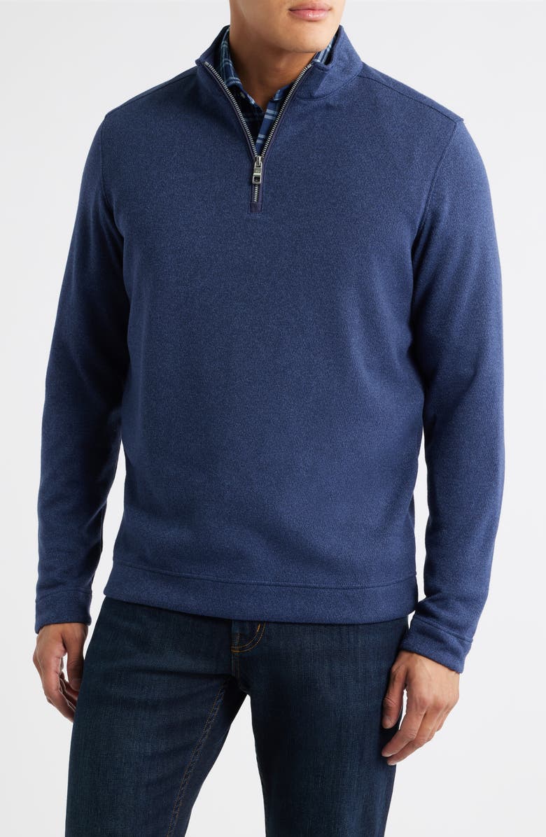 Peter Millar Crown Sweater Fleece Quarter Zip Pullover, Main, color, Navy