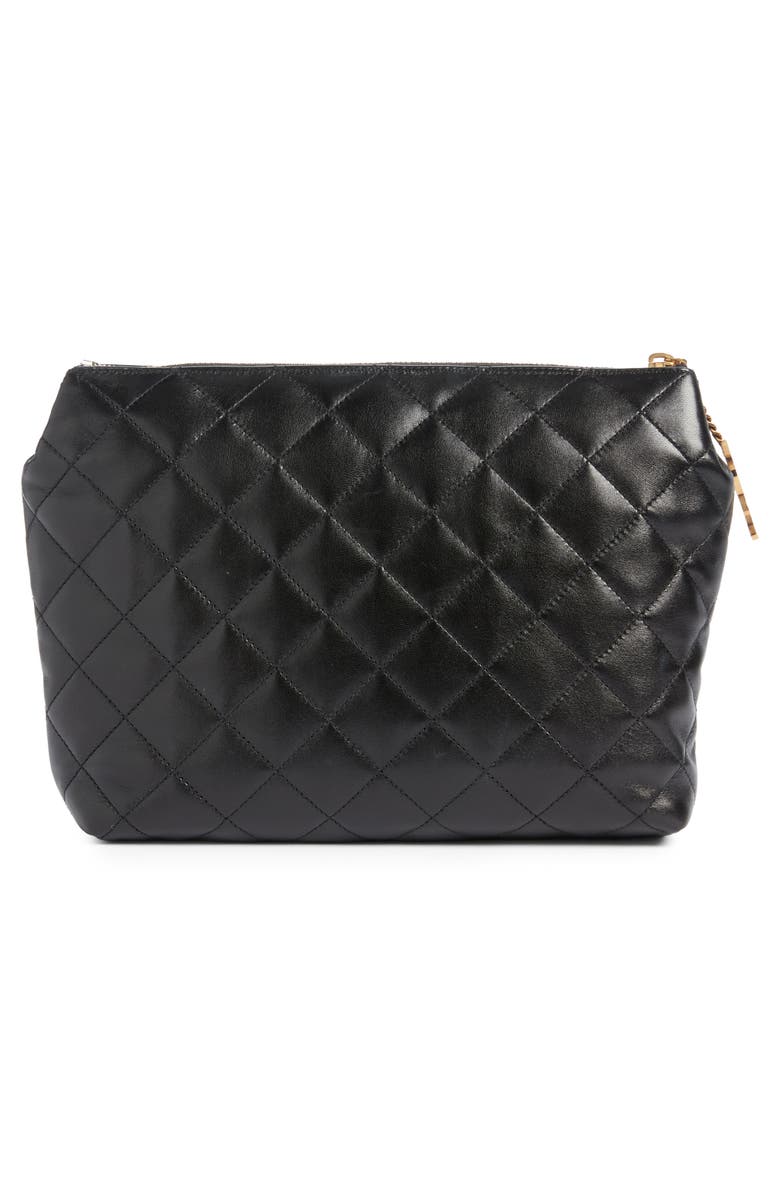 Saint Laurent Large Cassandre Leather Cosmetics Bag, Alternate, color, Noir