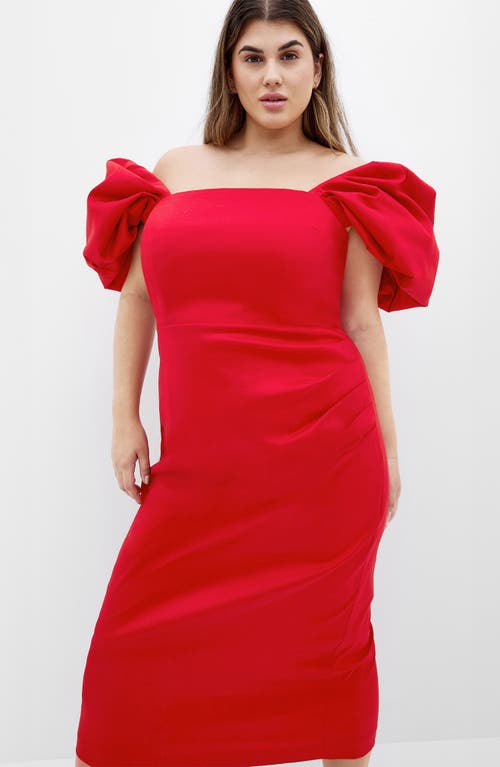 City Chic Elyse Puff Sleeve Sheath Dress