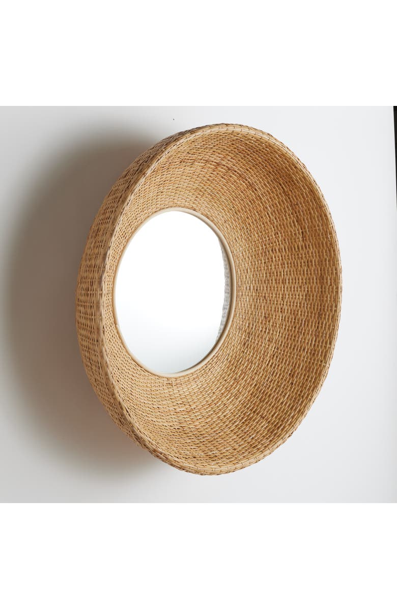 Napa Home & Garden Shyla Natural Framed Round Decorative Wall Mirror, Alternate, color, Yellow