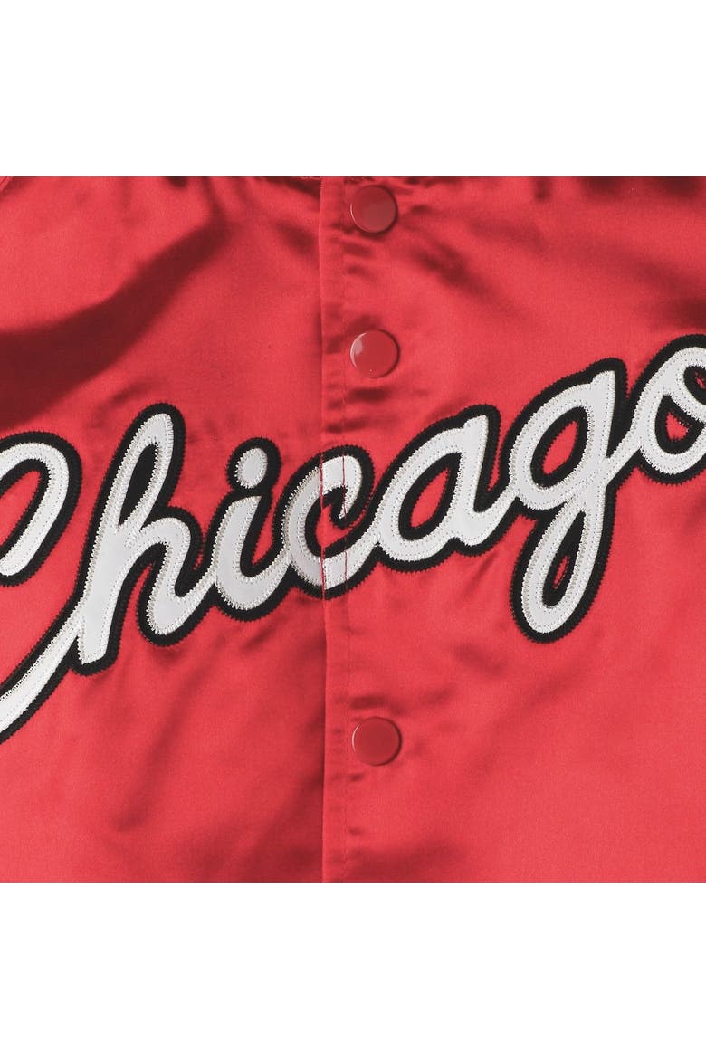 Youth Mitchell & Ness Red Chicago Bulls Hardwood Classics Satin Raglan Full-Snap Jacket, Alternate, color, RED