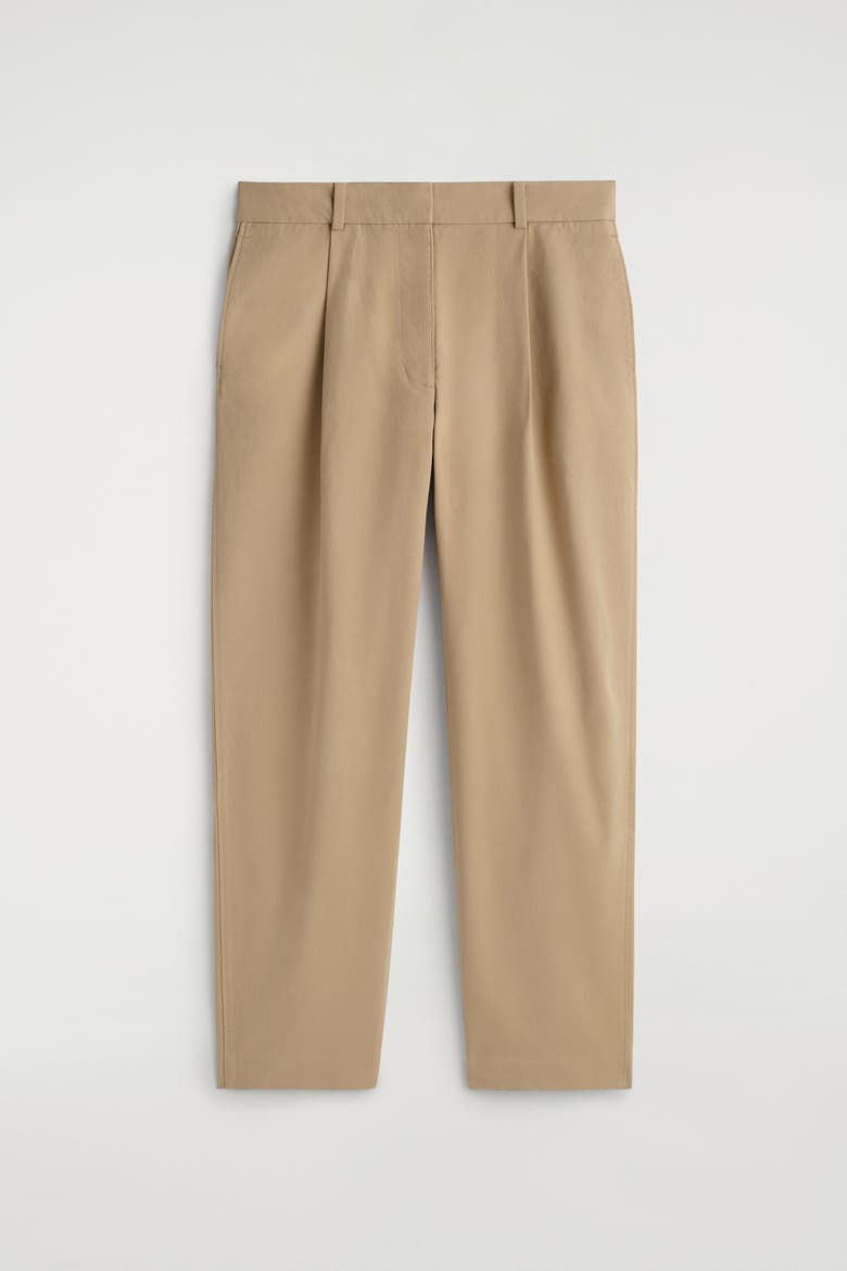 Cotton-Twill Tapered Pants, Alternate, color, BEIGE