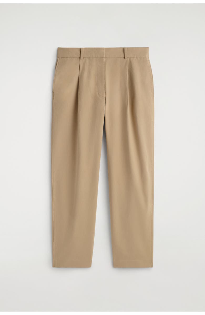 COS Cotton-Twill Tapered Pants, Alternate, color, Beige