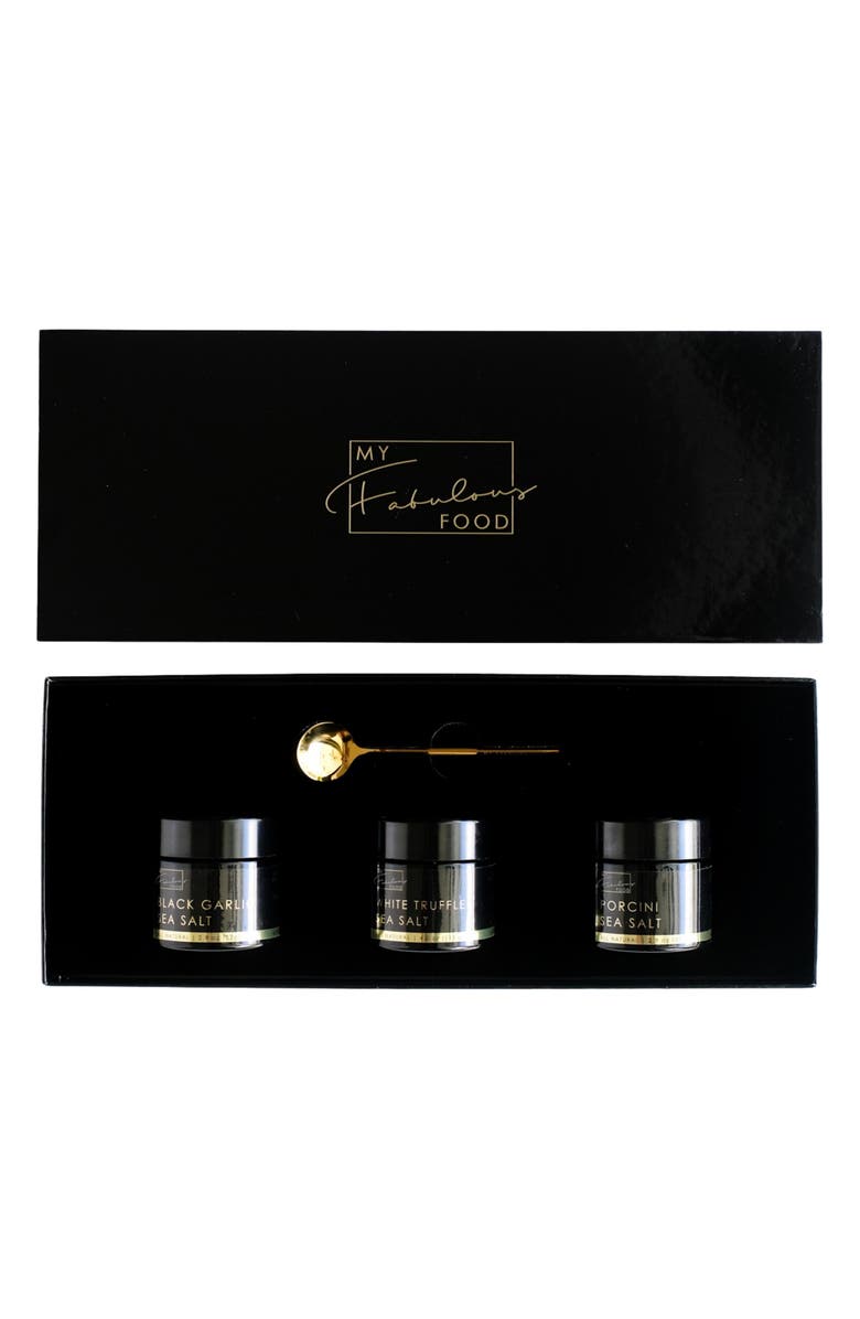 MY FABULOUS FOOD Black Garlic, White Truffle & Porcini Sea Salt Gift Set, Main, color, 